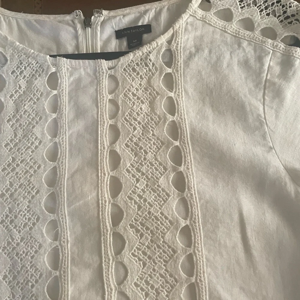 Ann Taylor White 100% linen Crochet Eyelet dress.New without tag. - Picture 1 of 10